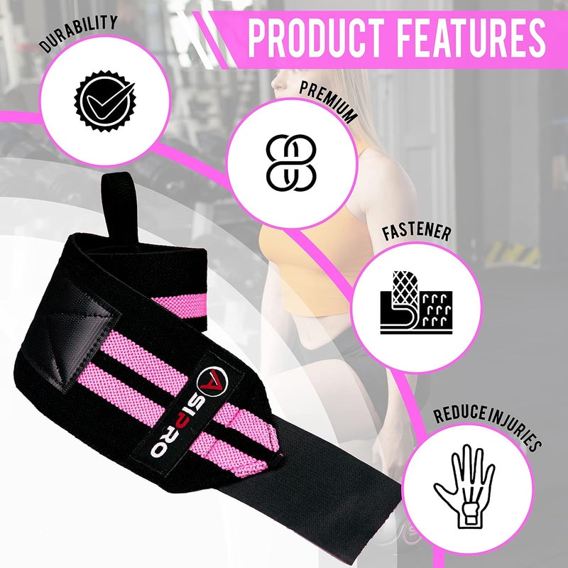 ASIPRO Wrist Wraps for Weightlifting 18" Wrist Straps for Weightlifting Weight Lifting Wrist Wraps for Men & Women, Muñequeras para Gym Wrist Support for Working Out, Gym Wrist Wraps for Powerlifting - Image 2